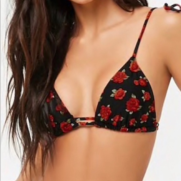 Forever 21 Other - Black with red roses bikini top from Forever 21